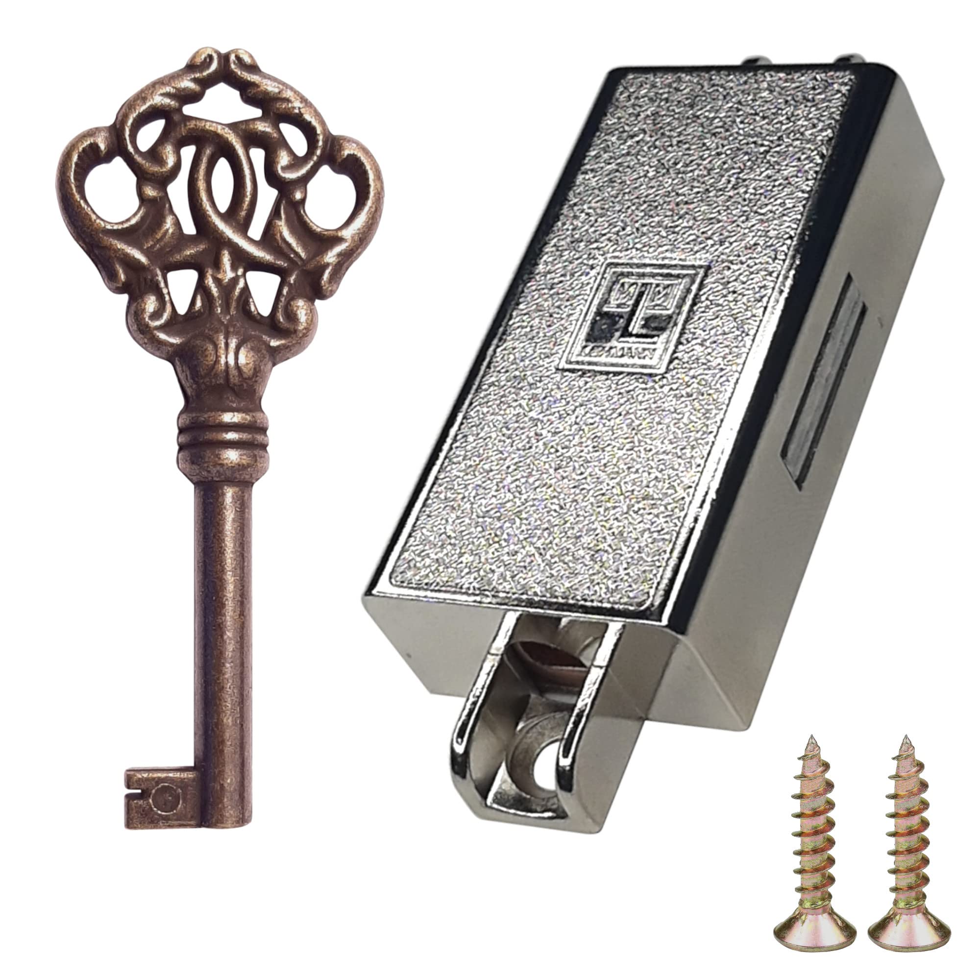 cyclingcolors Cabinet Lock with Key Vintage Furniture Wardrobe Cupboard Drawer Cabinet Door Catch, Right