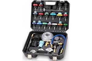 FOUR UNCLES Radiator & Coolant Pressure Tester and Vacuum Refill Kit - 28-Piece Universal Cooling System Leak Tester and Refiller for Cars Motorcycles Trucks (Black)
