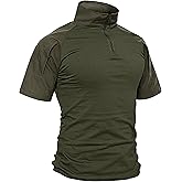 TACVASEN Men's Tactical Shirt Short Sleeve Combat Shirt 1/4 Zip with Pockets Military Army Paintball Airsoft Breathable