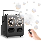 Sklydron Smoke Bubble Machine 1500W with Fog Filled Bubbles | 24 RGBW LEDs, DMX512 &amp; Remote Control, Timer Setting, Dual 5L for Wedding DJ Stage Halloween Party