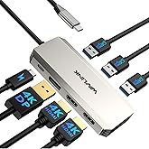 Laptop Docking Station, WAVLINK Triple 4K Docking Station with Dual HDMI, DP, 100W PD in, 3 USB-A2.0 for Wireless Device, Com