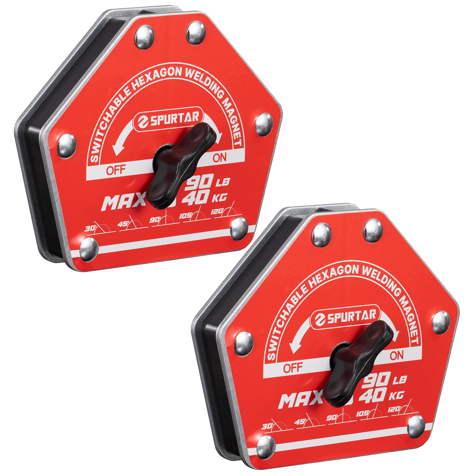 Photo 1 of Spurtar Switchable Welding Magnets 90lbs 2PCS On/Off Magnet and Clamps, Heavy Duty Hexagon Welding Holder Tools and Accessories, Holder 30°, 45°, 60°, 75°, 90°, 105°, 120°, 135°, 150°