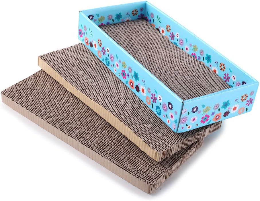 WellQ 3Packs Corrugated Cat Scratcher Cardboard…