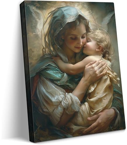 Poster Ou Toile 'Virgin Mary With Roses' - Art Religieux Chrétien Vintage, Neuf, Décoration Murale