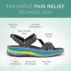 Orthofeet Women's Orthopedic Black Water-Friendly
