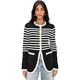 English Factory Women's Knit Striped Sweater Cardigan