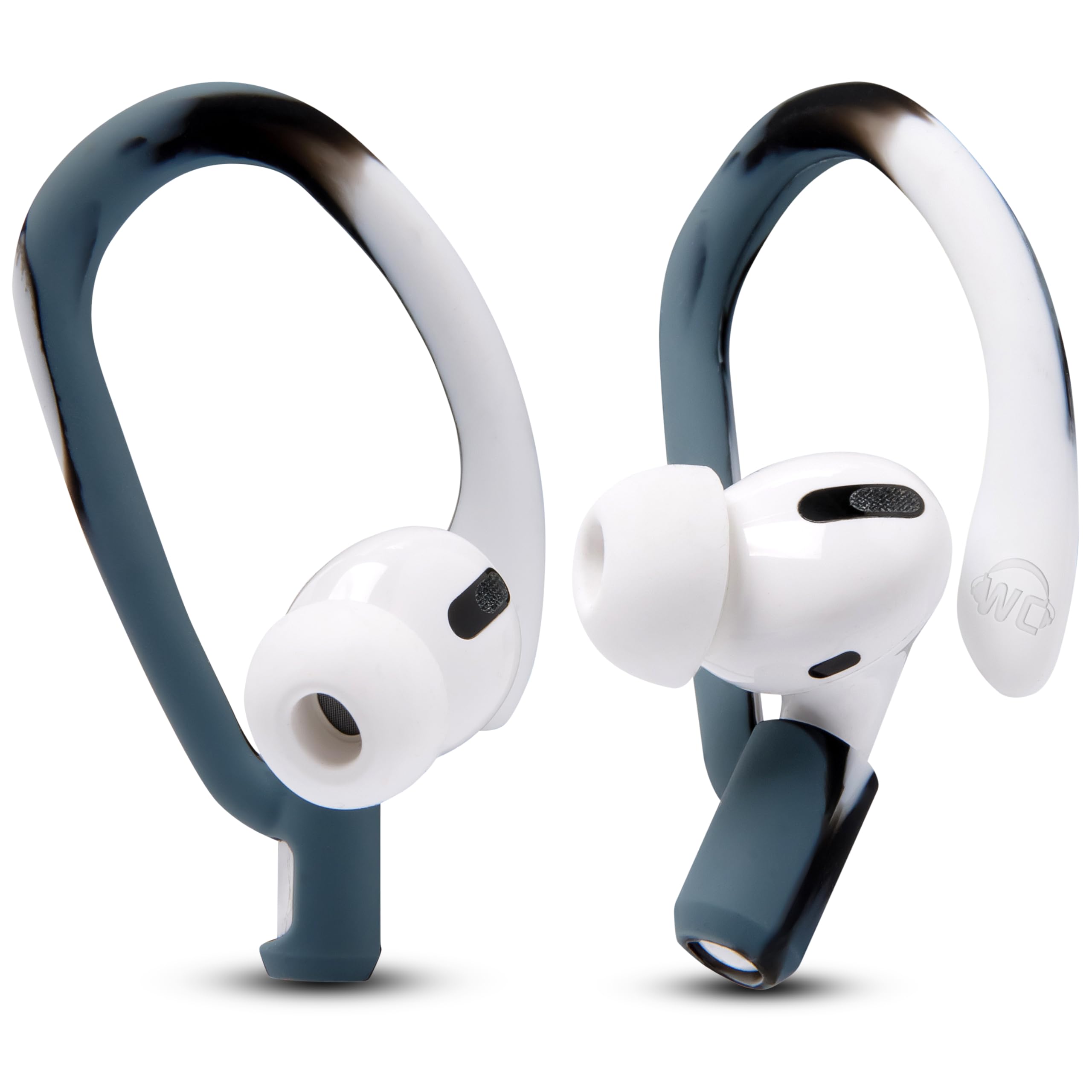 WC HookZ - Patented Upgraded Over Ear Hooks for AirPods Pro 1, 2 & AirPods 1, 2 & 3- Two Size Pairs Included in Package, Unique Left & Right Hook, Made by Wicked Cushions | Mixed Marble