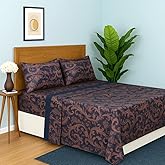 Dreamology Sheet Set King, 4 Pieces Microfiber Sheet, Printed Sheet Set with Solid Cuffed Detail, Includes 1 Flat Sheet, 1 Deep Pocket Fitted Sheet and 2 Pillowcases, King Sheets - Paisley