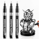 HOTU Chrome Paint Pen, Sliver Liquid Mirror Metallic Markers 0.7mm Fine Tip | Permanent Reflective Chrome Markers for Smooth Surfaces:Metal, Jewelry, Plastic, Model Painting, Touch-Up &amp; Repair Kit