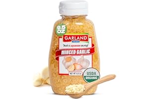 GARLAND FOOD SINCE 1992 Garland Food Squeezable Minced Garlic in Water 9.5 oz – Made in the USA - Garlic Minced Squeeze Bottle for Fresh Flavor, Time-Saving Prep, and Versatile Uses in Every Dish