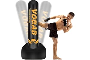VOBAB Heavy Punching Bag with Stand Adults Teens, 70" Freestanding Punching Bag with Boxing Gloves and Electric Air Pump, Women Men Standing Inflatable Boxing Bag for Training MMA Thai Fitness