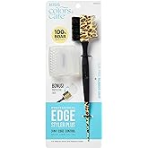 KISS Colors &amp; Care 3-in-1 Professional Edge Styler Plus with Case - Slip-Free Rubber Grip, 100% Boar Bristles, Fine Tooth Comb, Pin Tail Tool, &amp; Protective Case, Versatile &amp; Ultra-Functional, Smooth &amp; Sleek Styling