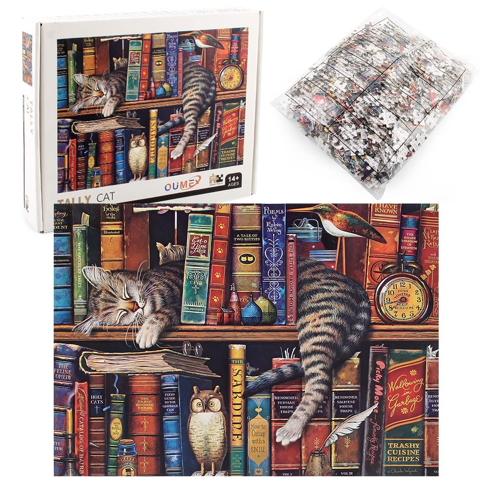 OUME Puzzle 1000 pieces, puzzle for adults, impossible puzzle, the cats of Charles Wysocki - adult puzzle from 14 years.