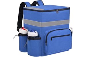 ZFZGFRCS Food Delivery Backpack Pizza Delivery Bag Insulated Delivery Bag with Cup Holders, Delivery Backpack with Support Boards for Bike Delivery, Food Delivery Bag for Carry HOT/COLD (Blue)