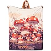 amepay Cute Cartoon Mushroom Blanket Gifts Weed Flannel Throw Blankets for Home Decor Couch Bed Sofa Soft Fuzzy Lightweight for All Season 60x50 Inches