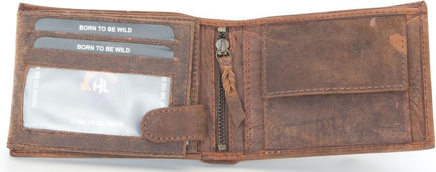 Strong Natural Genuine Leather Wallet with a Carp, Brown - Image 3
