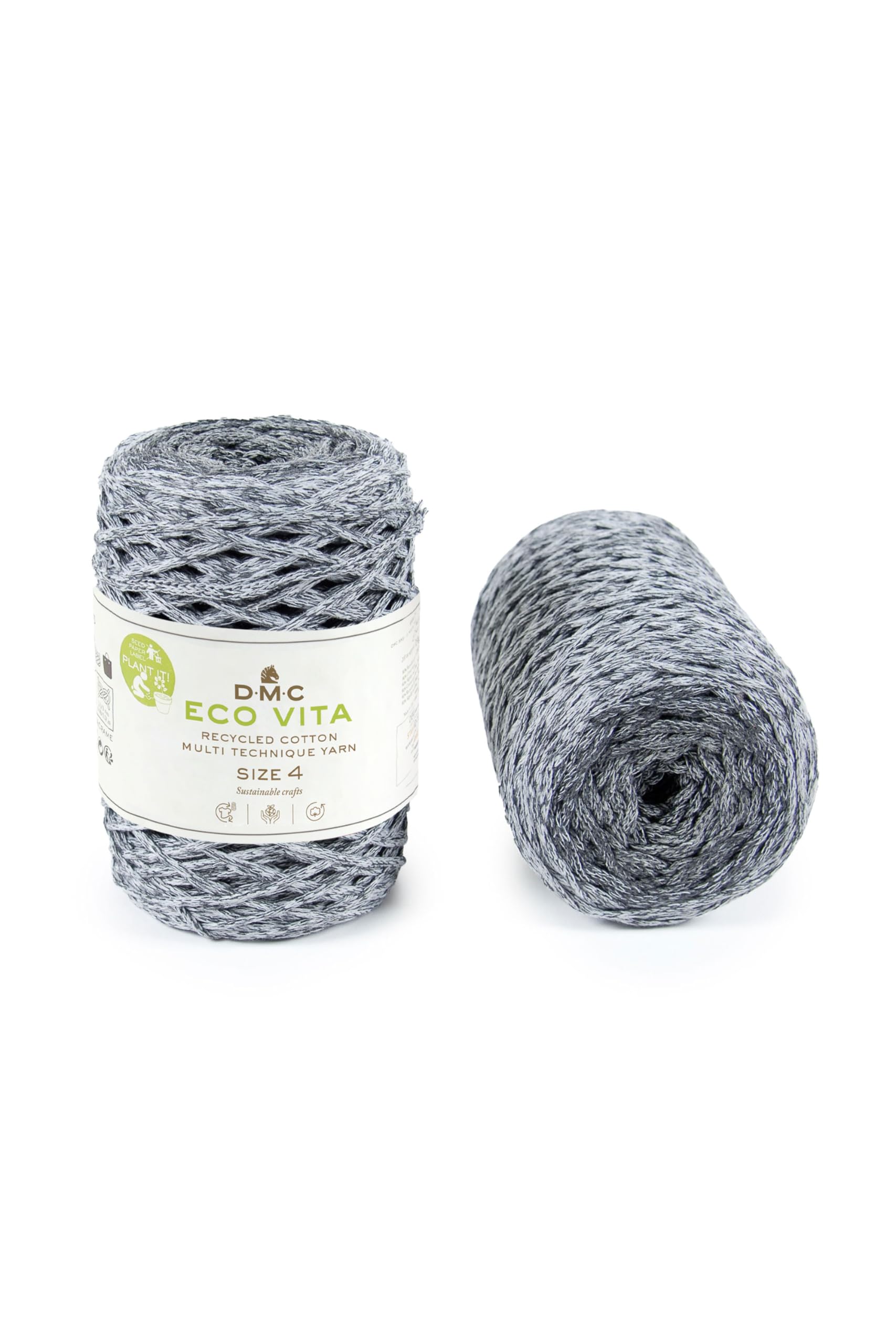 DMC Nova Vita 4, Multico Colours, Gray Crochet Knitting Macrame Yarn, 250g