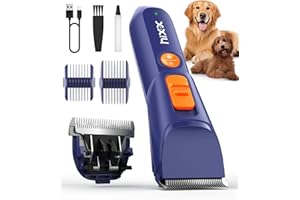 HIXX Dog Clippers for Grooming, Upgraded Titanium Stainless Blade Dog Grooming Kit, Total 20-Length, 2-Speed Dog Hair Clippers Rechargeable Cordless Dog Shaver for Dogs Cats Home Pets