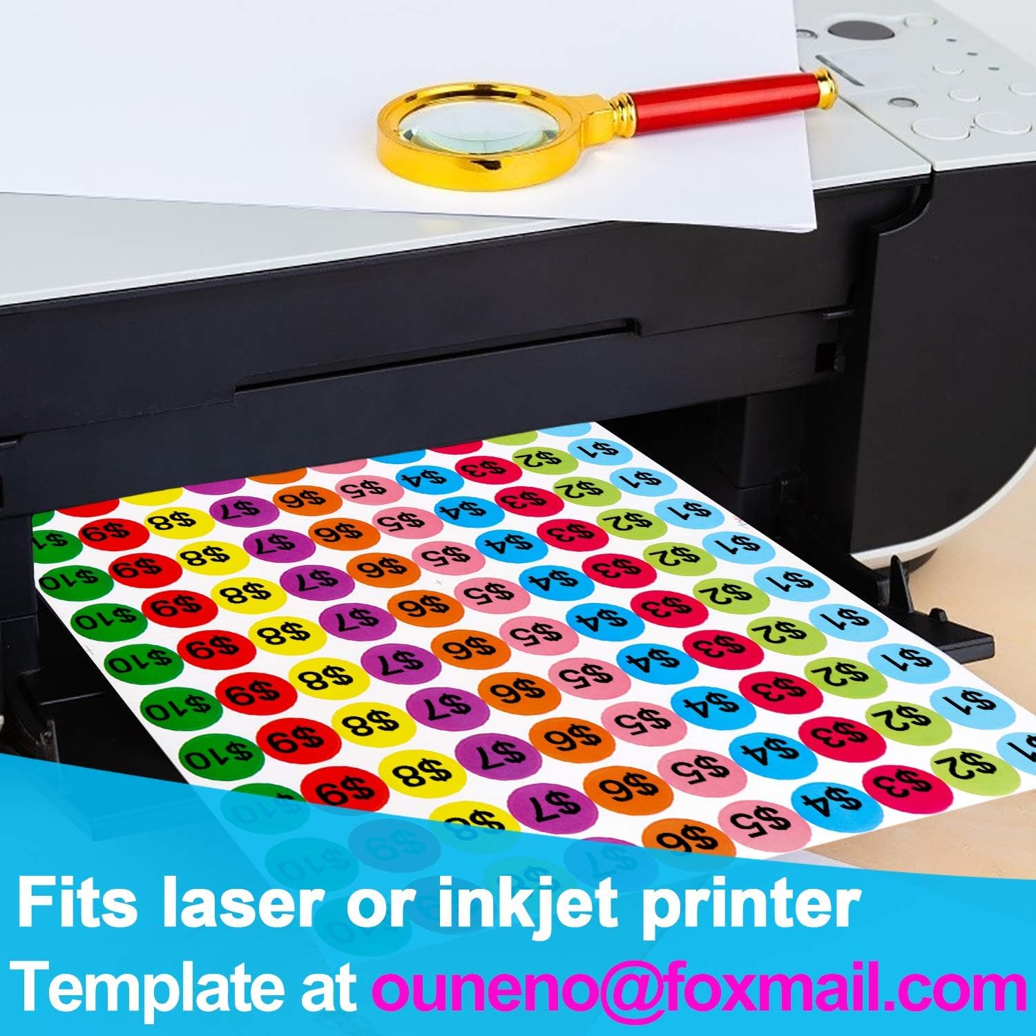 OUNENO Pack of 3960 3/4” Round Color Coding Circle Dot Sticker Labels, 10 Bright Neon Colors, 8 1/2" x 11" Sheet, Fits Laser/Inkjet Printers : Office Products