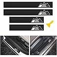 Xnqdre 4 Pack Tri-Color 3 Color Carbon Fiber Door Sill Protector Welcome Pedal Front Rear Door Guards Step Protector Compatible for Toyota Tacoma 4Runner Tundra Rav4 Highlander. (White Gray-B)