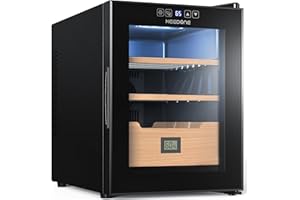 NEEDONE 280 Count Electric Cabinet with Heating and Cooling Quiet Temperature Control System, Made with Spanish Cedar Wood Shelves & Drawer with Hygrometer, LED Lighting, Gift for Men