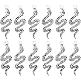 JKJF 20 Pcs Alloy Snake Charms Antique Silver Snake Shape Pendants for DIY Jewelry Craft Making