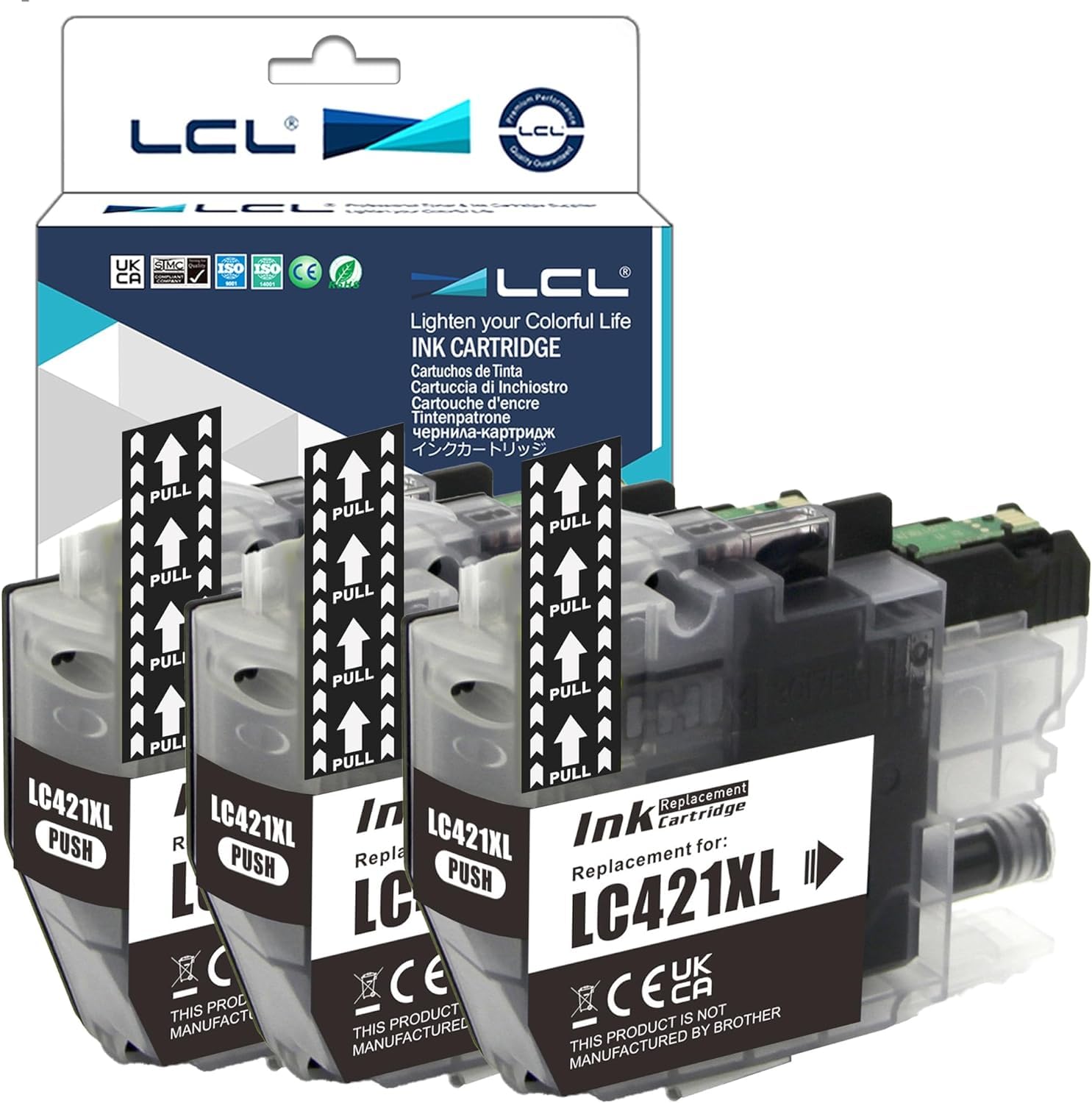 LCL LC421 LC421XL Black High Capacity Ink Cartridge Replacement for LC-421XL LC421XL LC421XLBK LC421BK Compatible with DCP-J1050DW DCP-J1140DW MFC-J1010DW (3 Pack)