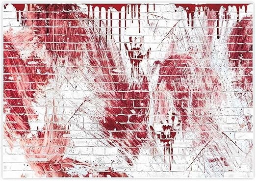 Amazon Com 8x6ft Halloween Bloody White Brick Wall Flowing Blood Splash Party Scary Blood Drop Hand Print Birthday Party Wallpaper Photo Studio Wedding Background Cloth Family Portrait Background Cloth Camera Photo