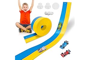 Jouets flexibles pour enfants, circuit de course double voie de 4,6 m avec 4 voitures et ventouses, compatible avec Hot Wheel