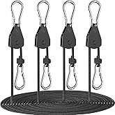 Fondwell 1/8" Rope Tie Downs Ratchet: 4 Pack of Grow Light Hangers Adjustable - Mini Ratchet Straps for Various Hanging and Strapping