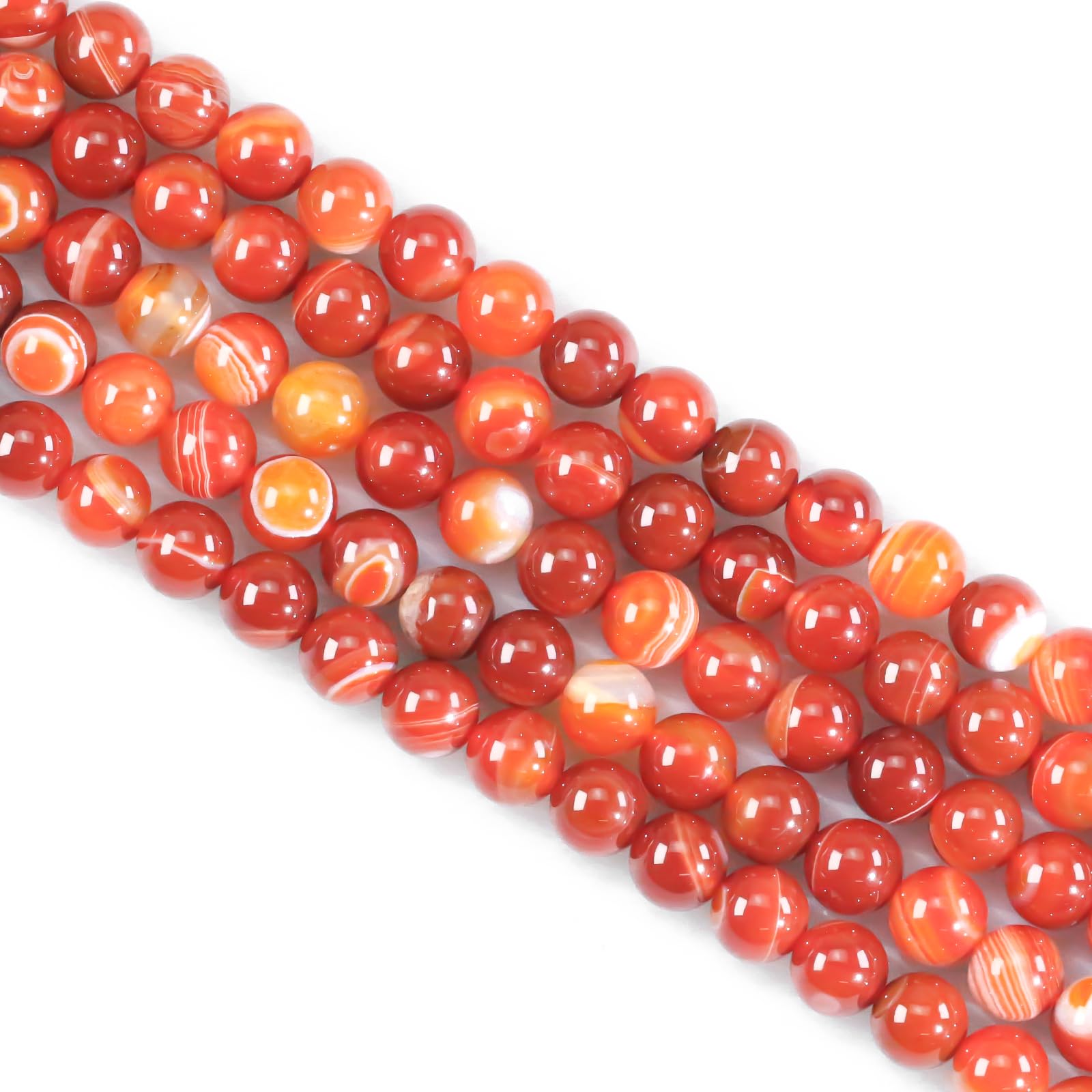 Crystal Beads for Jewellery - 60pcs Red Stripe Agate, 6mm Round — image 1