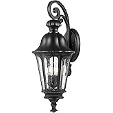 Outdoor Light Fixtures, HWH Exterior Wall Sconce Lantern with Seeded Glass, 29'' Large Outdoor Wall Lamp Antique Porch Light 