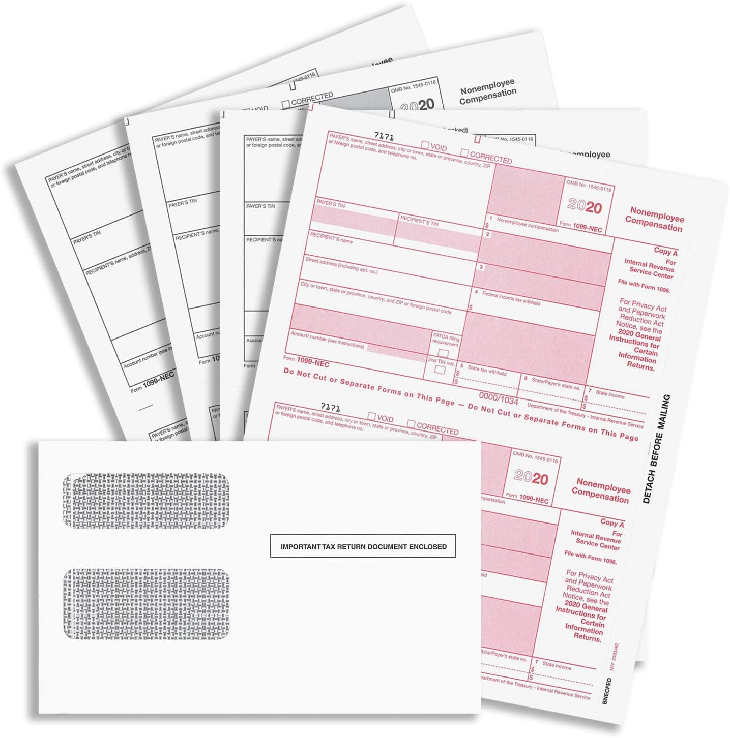 Amazon Com New 1099 Nec Forms For 4 Part Tax Forms Vendor Kit Of 25 Laser Forms And 25 Self Seal Envelopes Forms Designed For Quickbooks And Other Accounting Software Office Products