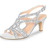 PIZZ ANNU Women's Amelia Heels Sandals Sparkle Crystal Open Toe Slingback High Heel Sandals Dress Pumps Shoes for Party Wedding