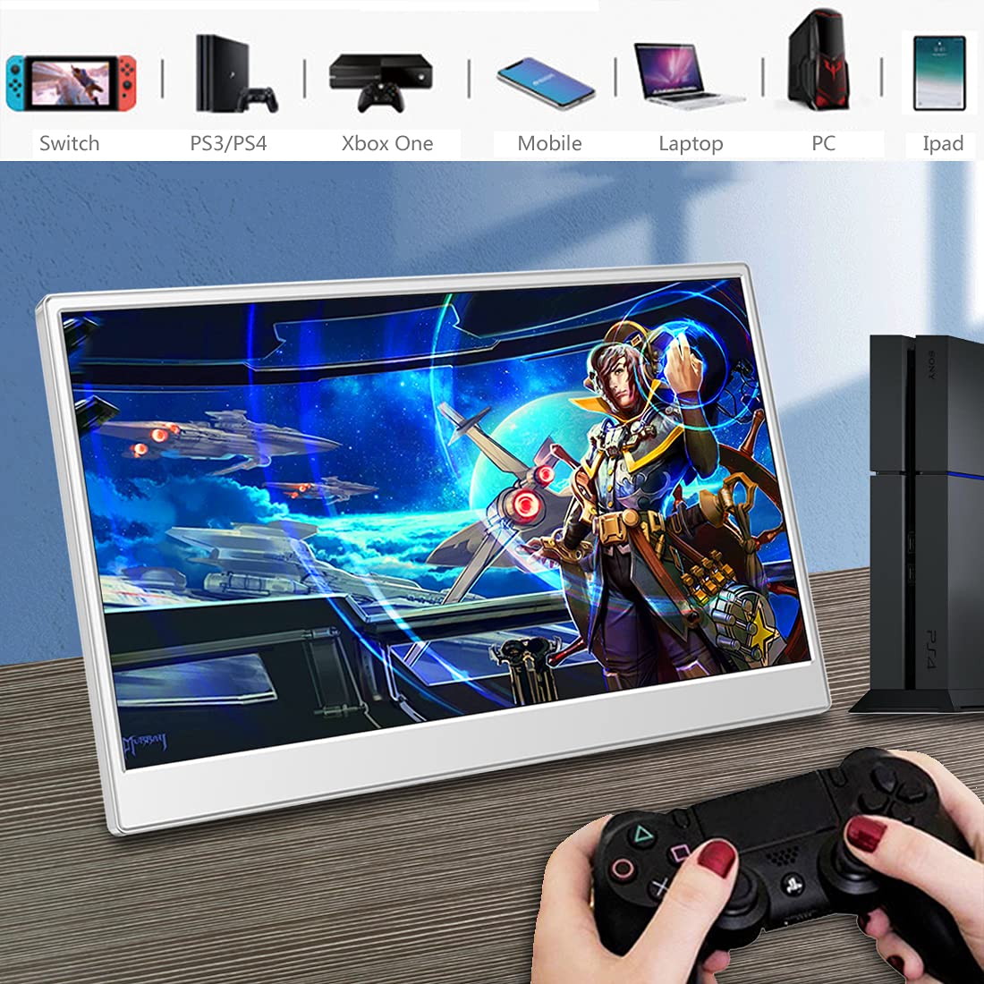 Magedok Touch Monitor 14 Inch 4K, 3840 x 2160.10 Point Capacitive Touch Screen, HDMI/USB C/Mini DP Interface, Integrated Speaker, VESA, Commercial Screen (1920 x 1080, 15.6 Inch IPS)