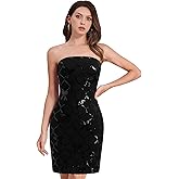 Womens Strapless Dress Sparkly Sequins Glitters Bodycon Mini Tube Dress Party Homecoming Dress