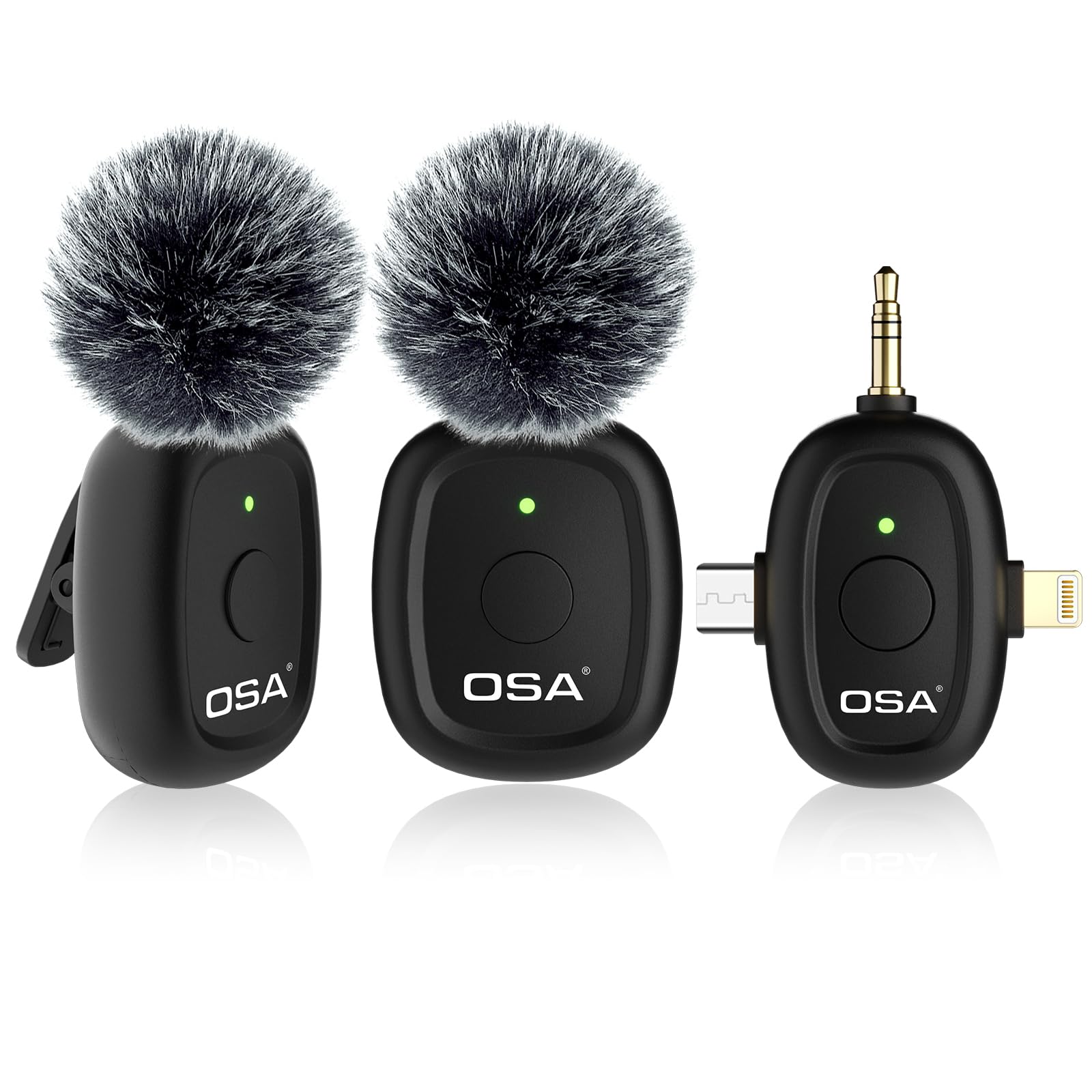 OSA Mini Wireless Lavalier Microphone for iPhone, Android, PC, Laptop, Camera with Graded Noise Reduction for Live Streaming, Vlog, Video Recording, TikTok, YouTube, Plug-Play Clip on Mic