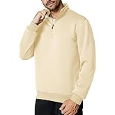 Menoio Men's Quarter Zip Up Pullover Long Sleeve Mock Neck Sweatshirt Casual Slim Fit Fleece Sweaters