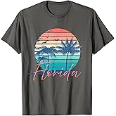 Florida Vintage Summer Vibes Beach Sunset Retro Palm Tree T-Shirt