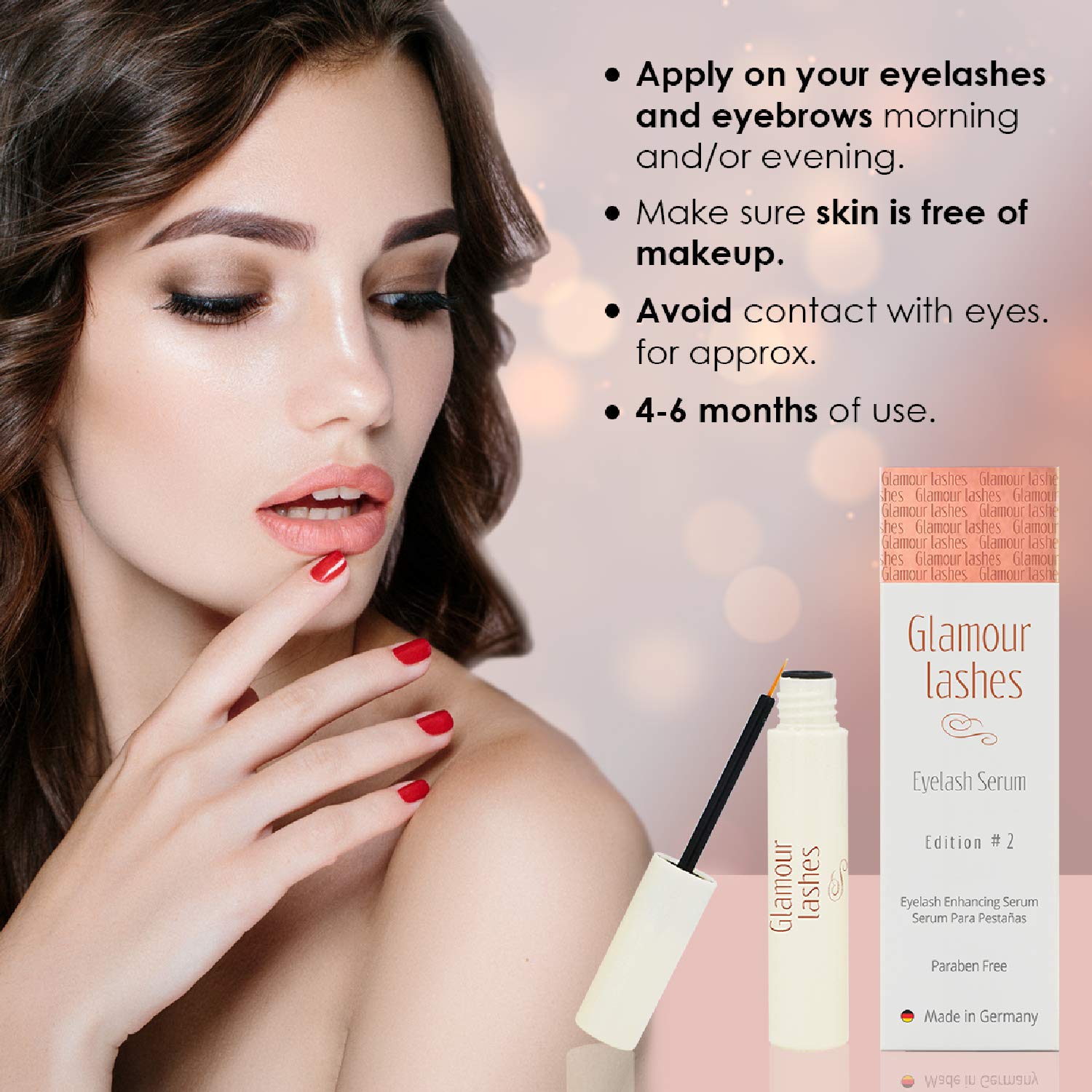 Eyelash Serum 4 ml. Glamor Lashes Edition #2 MADE IN GERMANY I Eyelash Booster I Eyelash Growth Serum |Eyelash Activating Serum