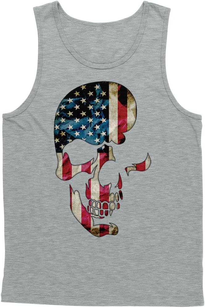 Blittzen Mens Tank Top Skull with American Flag Imprint