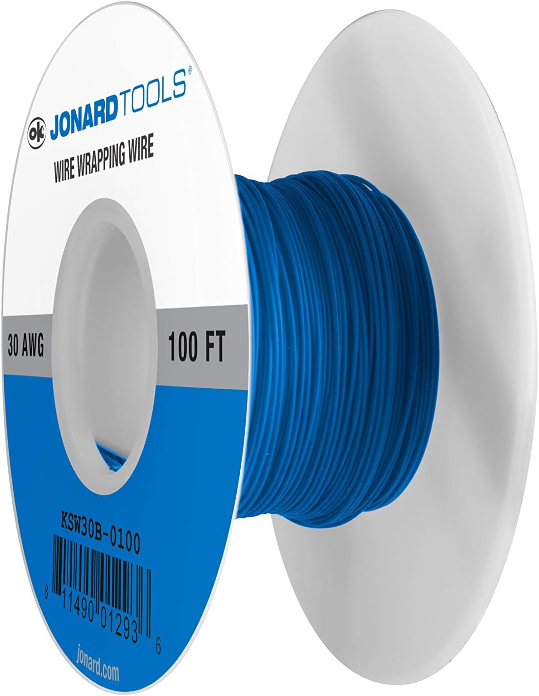 JONARD TOOLSKSW30B-0100 Blue Insulated Kynar Copper Wire Roll, Low Strip Force, 30 AWG, 100 ft Length