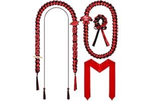 Canlierr 18 Pcs Graduation Leis and Stole and Honor Cords 2025 Braided Necklace Adjustable for Student Graduation Gifts Party Supplies(Red and Black)
