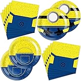 Cihuyuxia 40pcs Yellow Cartoon Birthday Party Supplies Yellow Cartoon Paper Plates and Napkins Banana Tableware Dinnerware Set for Baby Shower Birthday Party Supplies.Suitable for 20 Guests.