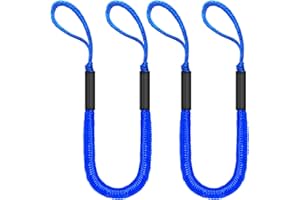 ZRSCHYG 4FT Bungee Dock Lines for Boats with Loops – Marine-Grade Shock Absorbent Rope for Watercraft, SeaDoo, Pontoon, Wooden Boats, Yamaha, Dinghies, Bass BoatJet Skis & Kayaks 2 PCS (Blue)
