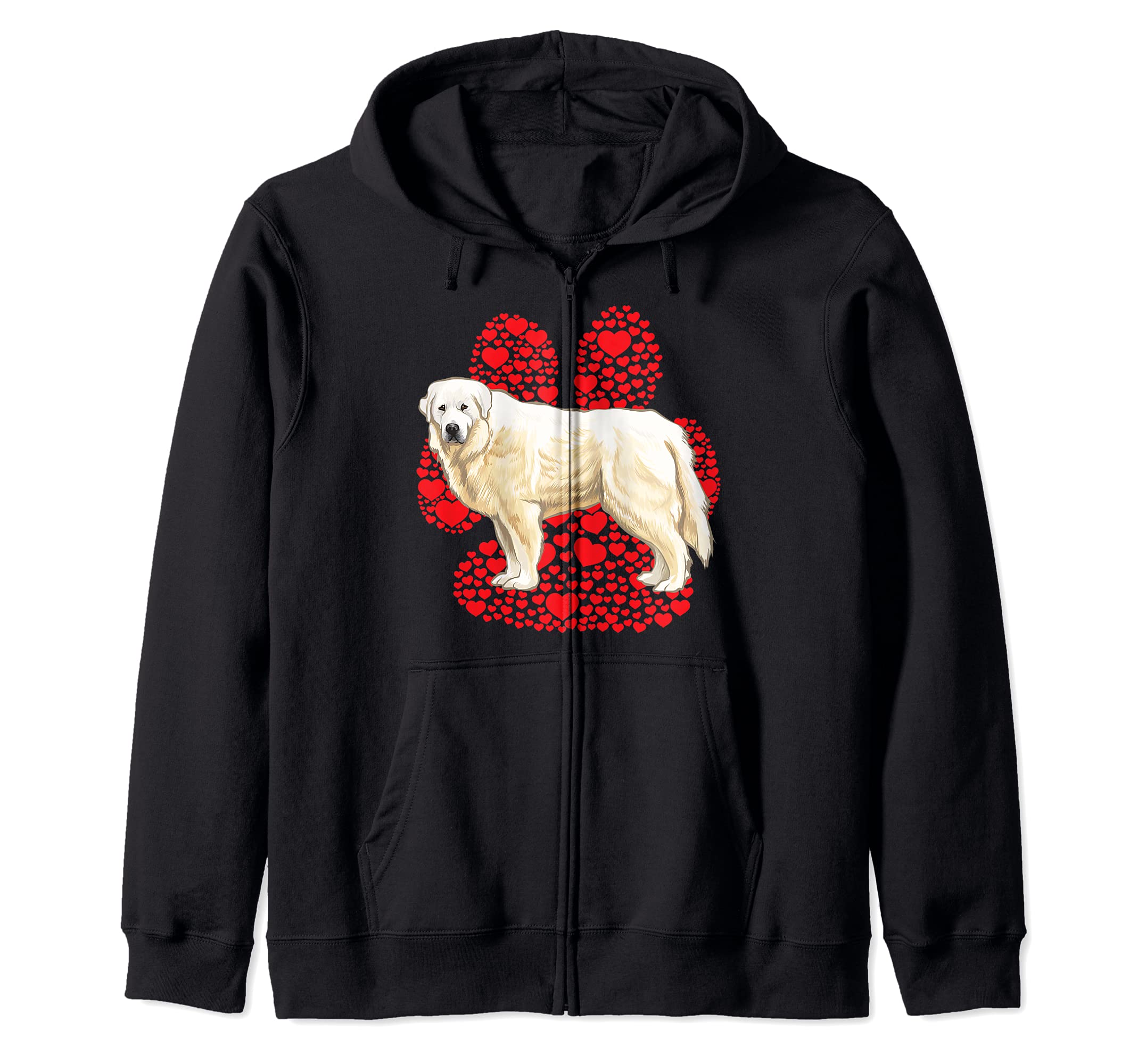 Great Pyrenee Valentines Day Dog Love Paw Zip Hoodie