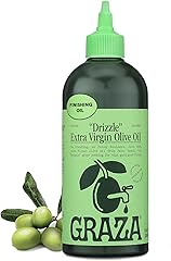 Graza Drizzle Extra Virgin Olive Oil, Finishing Oil - High Polyphenol Early Harvest EVOO Finishing Oil in a Squeeze Bottle - 