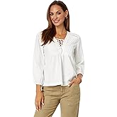 Lucky Brand Women's Lace Up Peasant Blouse