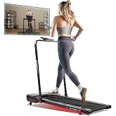 Sunny Health &amp; Fitness Treadpad Auto Incline Treadmill Walking Pad | Home/Office Under Desk, Slim Compact Smart Treadpad, Low-Step Deck, Bluetooth App, LED Display, Walking Cardio Machine