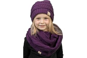Funky Junque Kids Cozy Winter Bundle - Matching Infinity Scarf, Beanie Hat & Stylish Headwrap Set